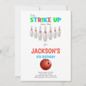 White Red Bowling Birthday-uitnodigingen Kaart (Voorkant)