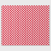 White & [Red] Checker Small Checkerboard Checker Cadeaupapier (Vlak)