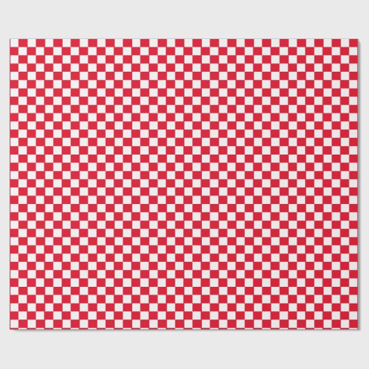 White & [Red] Checker Small Checkerboard Checker Cadeaupapier (Vlak)