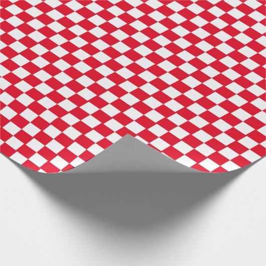 White & [Red] Checker Small Checkerboard Checker Cadeaupapier (Hoek)