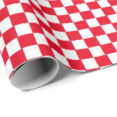 White & [Red] Checker Small Checkerboard Checker Cadeaupapier (Rol Hoek)