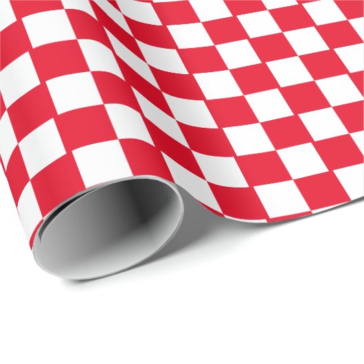 White & [Red] Checker Small Checkerboard Checker Cadeaupapier (Rol Hoek)