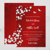 White Red Cherry Blossom | Weddenschap Kaart (Voorkant / Achterkant)