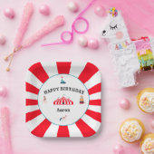 White & Red Circus Carnival Papieren Bordje (Feest)