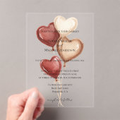 White Red Cream Heart Balloons Wedding Acryl Uitnodigingen (Insitu (Draagbaar))