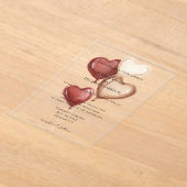 White Red Cream Heart Balloons Wedding Acryl Uitnodigingen (Laagn)