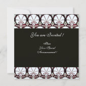 WHITE RED DAMASK CARNATIONS MONOGRAM champagne Kaart (Achterkant)
