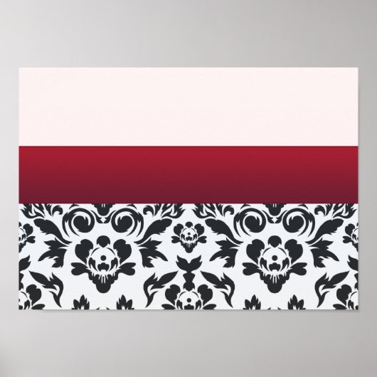 White Red Damask speciaal cadeau Poster (Voorkant)