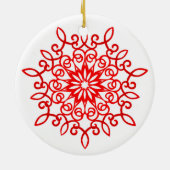 White Red  decoratief traditioneel kerstfeest Keramisch Ornament (Achterkant)