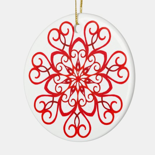 White Red  decoratief traditioneel kerstfeest Keramisch Ornament (Links)