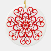 White Red  decoratief traditioneel kerstfeest Keramisch Ornament (Achterkant)
