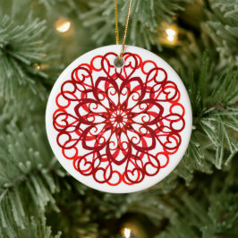 White Red  decoratief traditioneel kerstfeest Keramisch Ornament