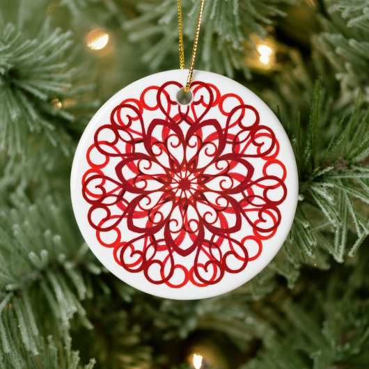 White Red  decoratief traditioneel kerstfeest Keramisch Ornament (Boom)