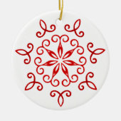White Red  decoratief traditioneel kerstfeest Keramisch Ornament (Voorkant)