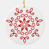 White Red  decoratief traditioneel kerstfeest Keramisch Ornament (Achterkant)