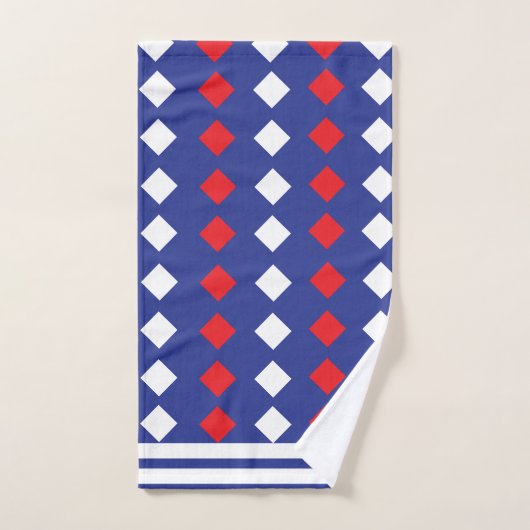 White Red Diamond Stripe Pattern Bad Handdoek (Handdoek)