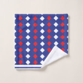 White Red Diamond Stripe Pattern Bad Handdoek (Wasdoekje)