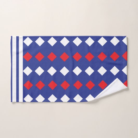 White Red Diamond Stripe Pattern Bad Handdoek (Handdoek)