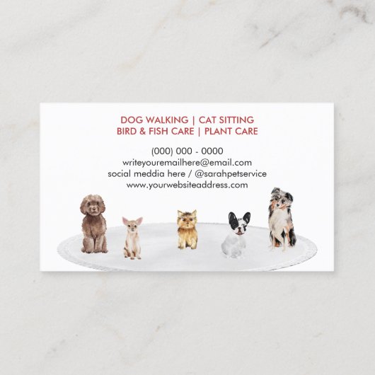 White Red Dog Sitting Pet Hotel Visitekaartje (Achterkant)