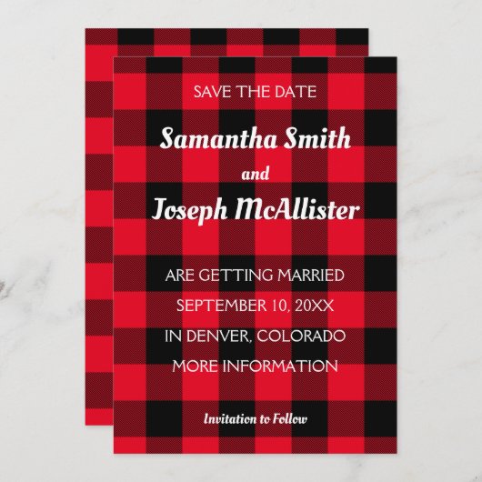 White Red en Black Buffalo Controleer de datum ops Kaart (Voorkant / Achterkant)