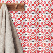 White Red en Black Geometric Mosaic Pattern Tegeltje