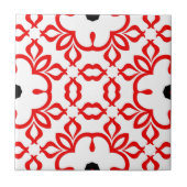 White Red en Black Geometric Mosaic Pattern Tegeltje (Voorkant)