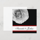 WHITE RED en BLACK Roos Flower Wedding Invitation Kaart (Voorkant / Achterkant)