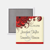 White Red Floral Save the Date Fridge Magnets Magneet (Voorkant / Achterkant)