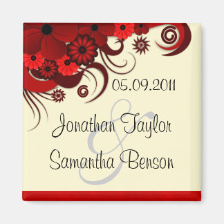 White Red Floral Save the Date Fridge Magnets Magneet