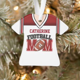 White/Red Football Mam Jersey Ornament