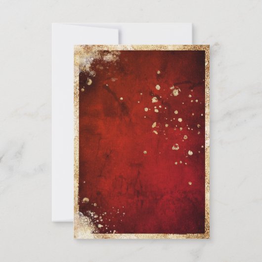 White Red Gold Botanical Floral Rustial RSVP Kaartje (Achterkant)