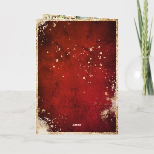 White Red Gold Botanical Floral Rustic Wedding (Achterkant)