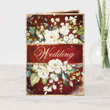 White Red Gold Botanical Floral Rustic Wedding