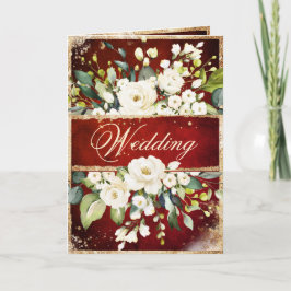 White Red Gold Botanical Floral Rustic Wedding
