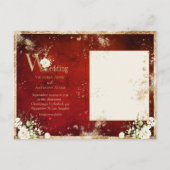 White Red Gold Botaniical Floral Rustic Wedding Uitnodiging Briefkaart (Achterkant)