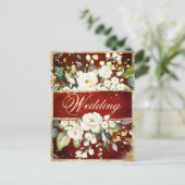 White Red Gold Botaniical Floral Rustic Wedding Uitnodiging Briefkaart (Staand voorkant)