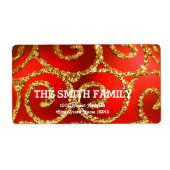 White Red Gold Glitter-kerstfeestdag Etiket (Voorkant)