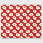 White Red Gold Poinsettia Patroon Cadeaupapier (Vlak)