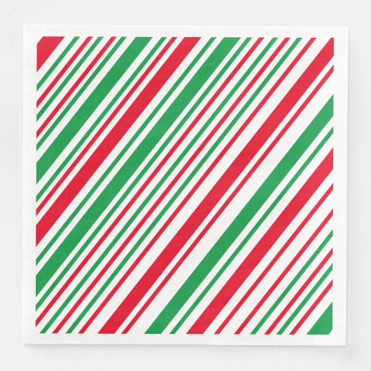 White Red Green KerstStripe Servet (Voorkant)