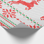 White Red Green Knit met kerstklep Cadeaupapier (Hoek)