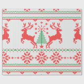 White Red Green Knit met kerstklep Cadeaupapier (Vlak)