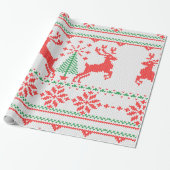 White Red Green Knit met kerstklep Cadeaupapier (Uitgerold)