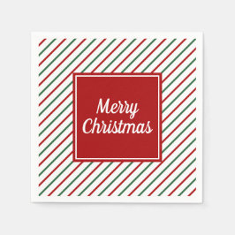 White Red Green Stripes Merry Kerstfeestdag Servet
