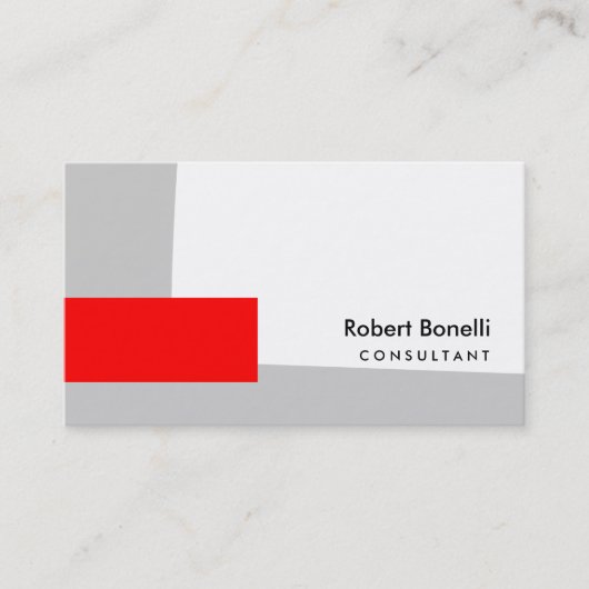 White Red Grey Plain Consultant Visitekaartje (Voorkant)