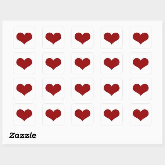 White Red Heart Love Valentijn Vierkante Sticker (Vel)