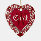 White Red Heart Name Deuren Signs Ornament (Rechts)