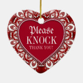 White Red Heart Name Deuren Signs Ornament (Achterkant)