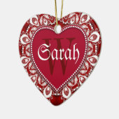 White Red Heart Name Deuren Signs Ornament (Links)