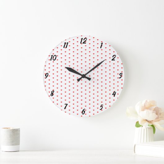 White Red Heart Pattern Valentijnsdag Gift Cool Grote Klok (Huis)