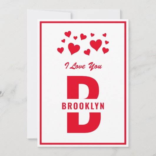 White Red Hipster Monogram Happy Valentine's Day Kaart (Voorkant)